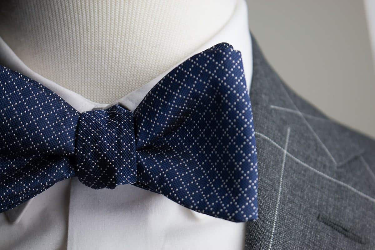 Italian Silk Navy Jacquard Bow Tie that is fancy and luxury