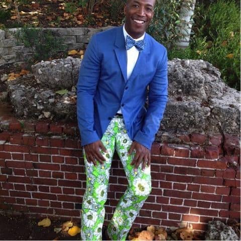 Blue Jacket, Bow Tie, And Floral Pants