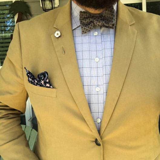 Tan Suit Jacket And Checked Shirt