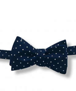 Churchill Navy and White Polka Dot Bow Tie tied