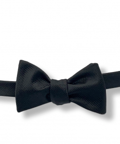 Deep Black Grosgrain Bow Tie tied