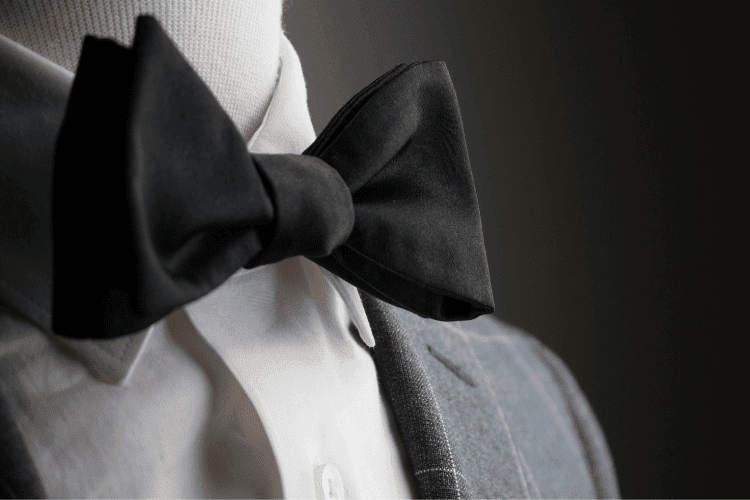 a black bow tie with high quality silks